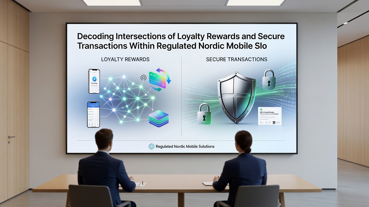 Secure transaction flow diagram illustrating loyalty point synchronization with encrypted Nordic mobile payment systems