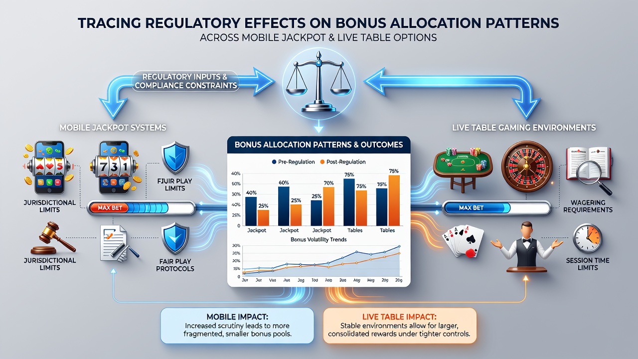 Data visualization of bonus distribution between jackpot and live table games in Nordic markets
